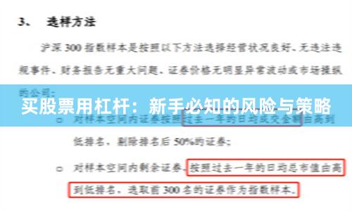 买股票用杠杆:新手必知的风险与策略